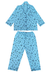 Blue and Golden stars Long Sleeve Kids Night Suit