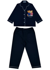 Its Bedtime Teddy Navy Long Sleeve Kids Night Suit