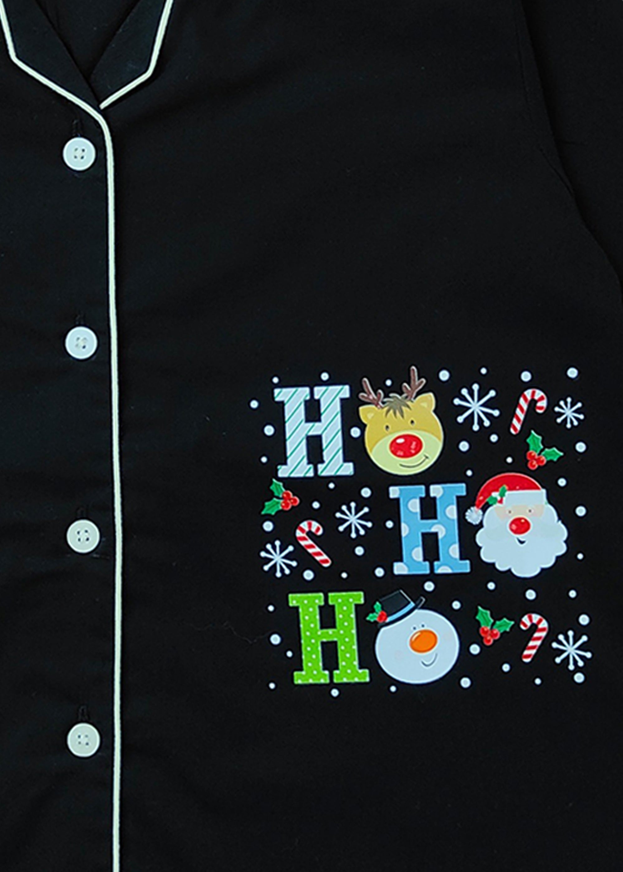 Christmas Ho! Ho! Ho! Print Long Sleeve Kids Night Suit