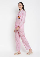 Nap Time Pink Long Sleeve Women's Night Suit