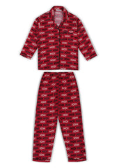 Ho! Ho! Ho! Print Cotton Flannel Long Sleeve Kid's Night Suit