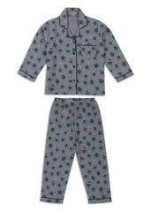 Twist and Sprout Print Cotton Flannel Long Sleeve Kid's Night Suit