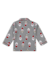Santa Cutie Print Cotton Flannel Long Sleeve Kid's Night Suit