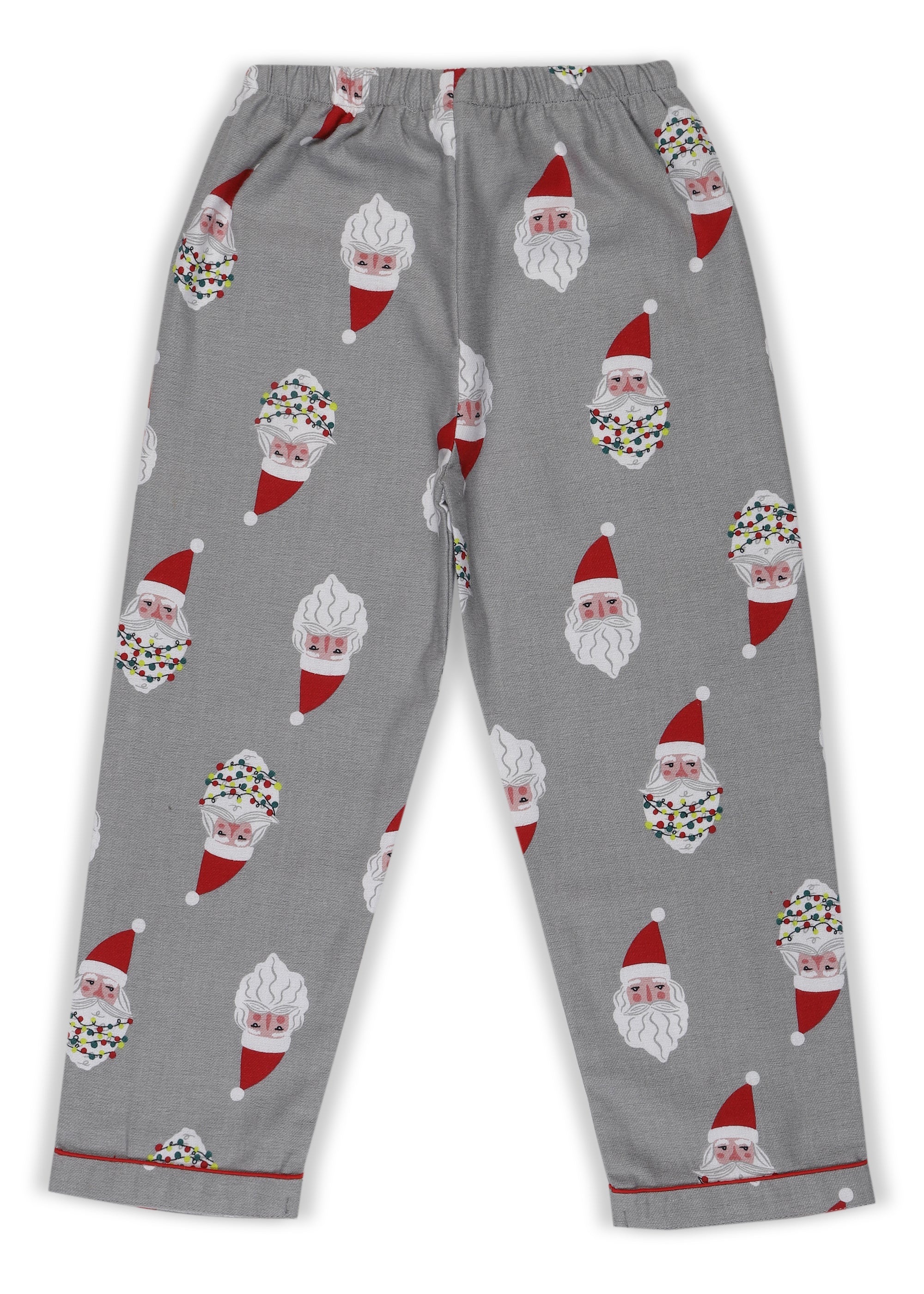 Santa Cutie Print Cotton Flannel Long Sleeve Kid's Night Suit