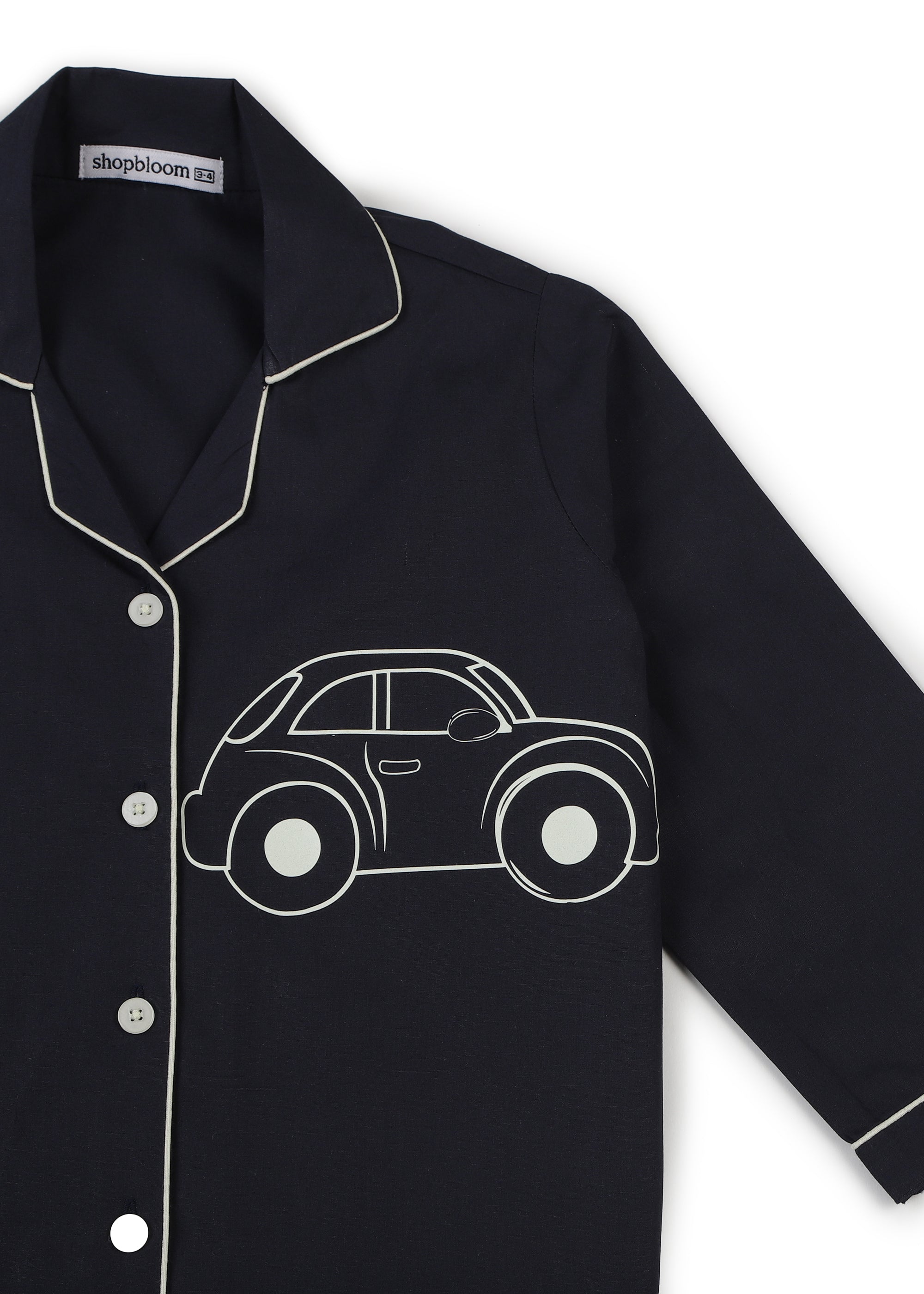 Car Glow in the Dark  Print Long Sleeve Kids Night Suit