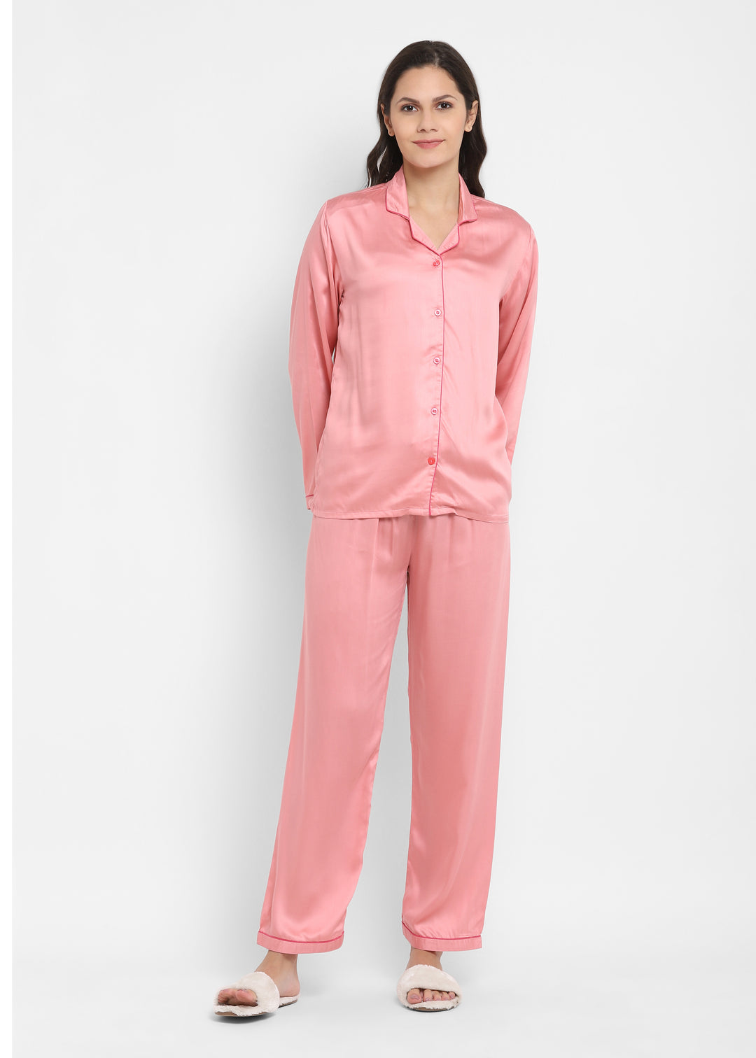 Ultra Soft Modal Satin Long Sleeve Women's Night Suit