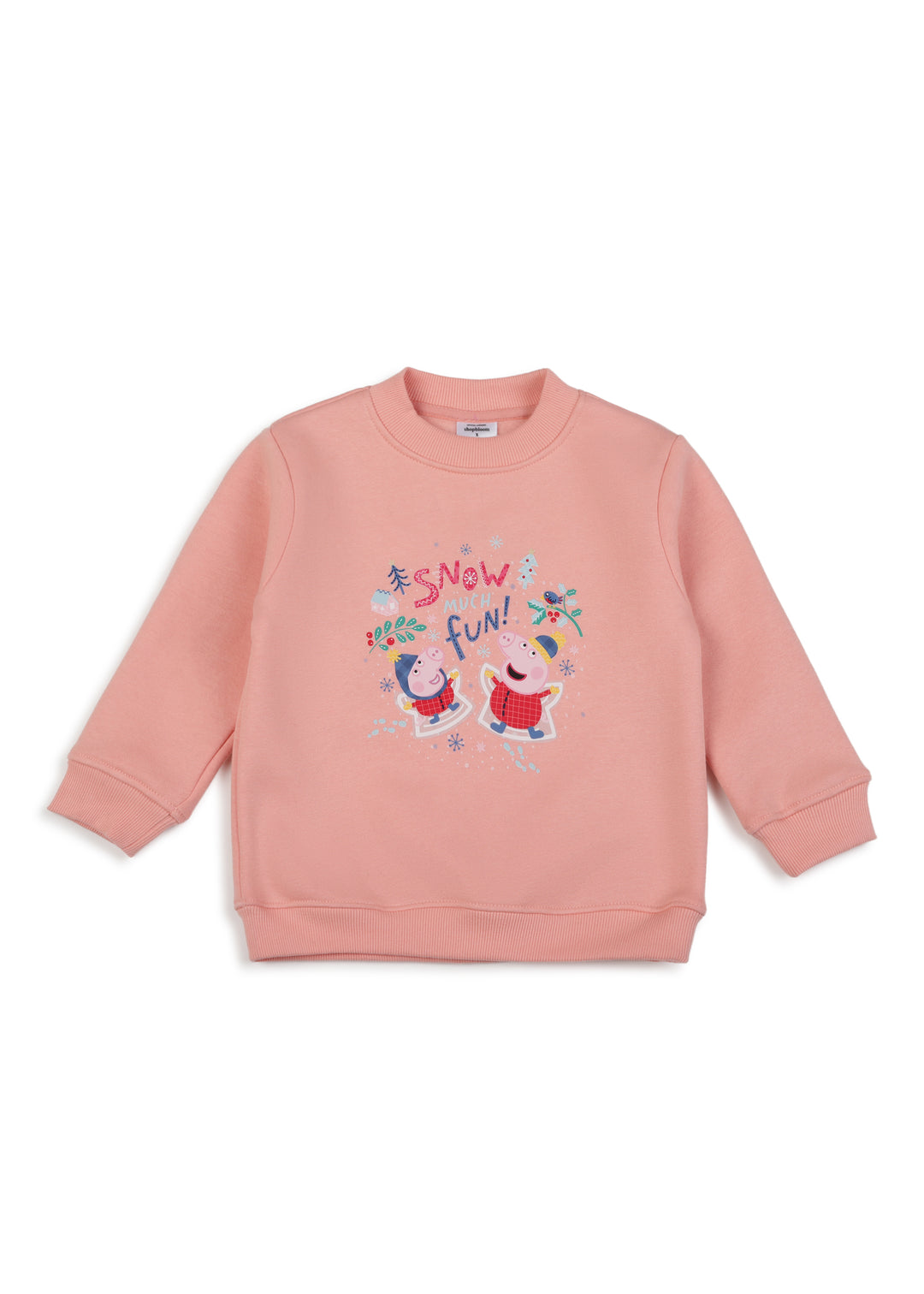 Snow Much Fun Cotton Warm Fleece Pink Kids Sweatshirt