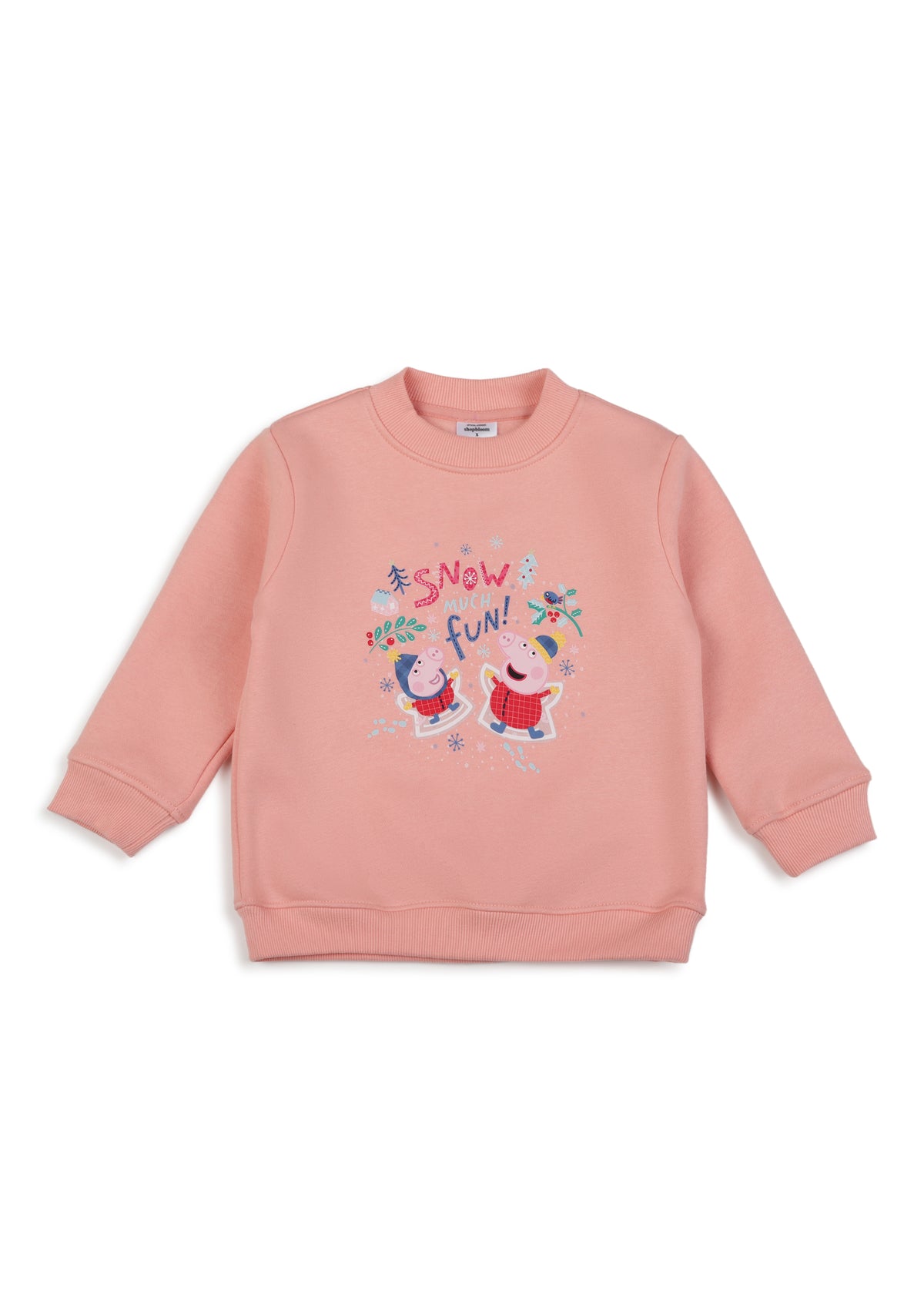 Peppa Snow Much Fun Cotton Warm Fleece Pink Kids Sweatshirt
