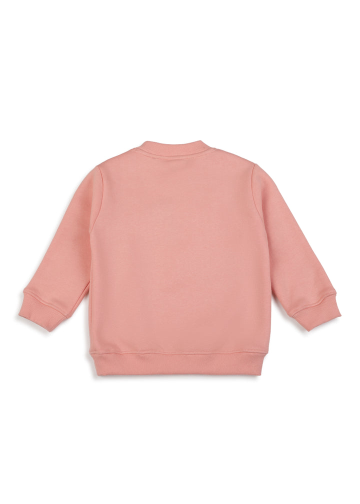 Snow Much Fun Cotton Warm Fleece Pink Kids Sweatshirt