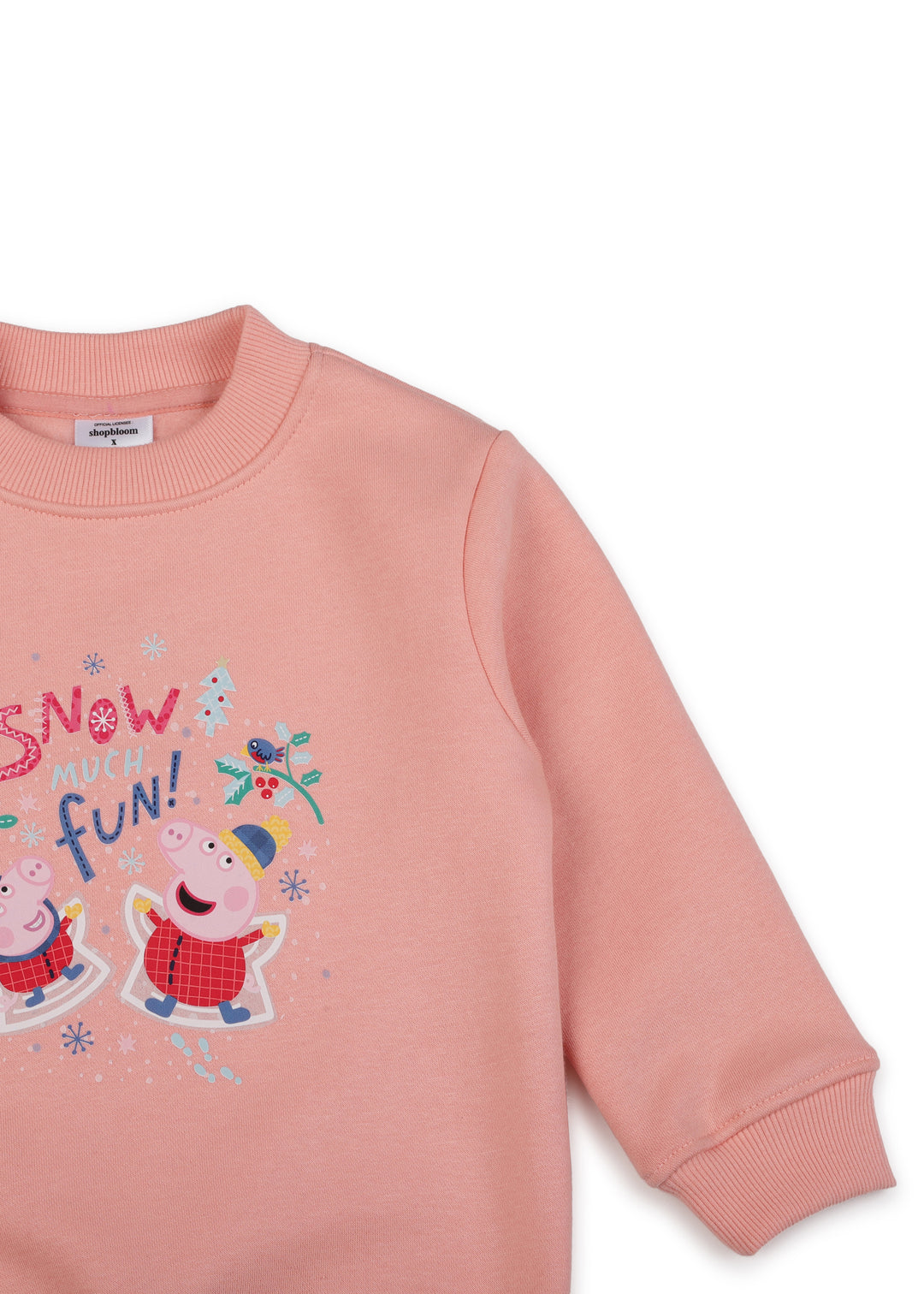 Snow Much Fun Cotton Warm Fleece Pink Kids Sweatshirt