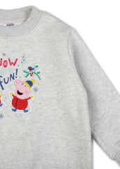 Peppa Snow Much Fun Warm Fleece Kids Grey Sweatshirt
