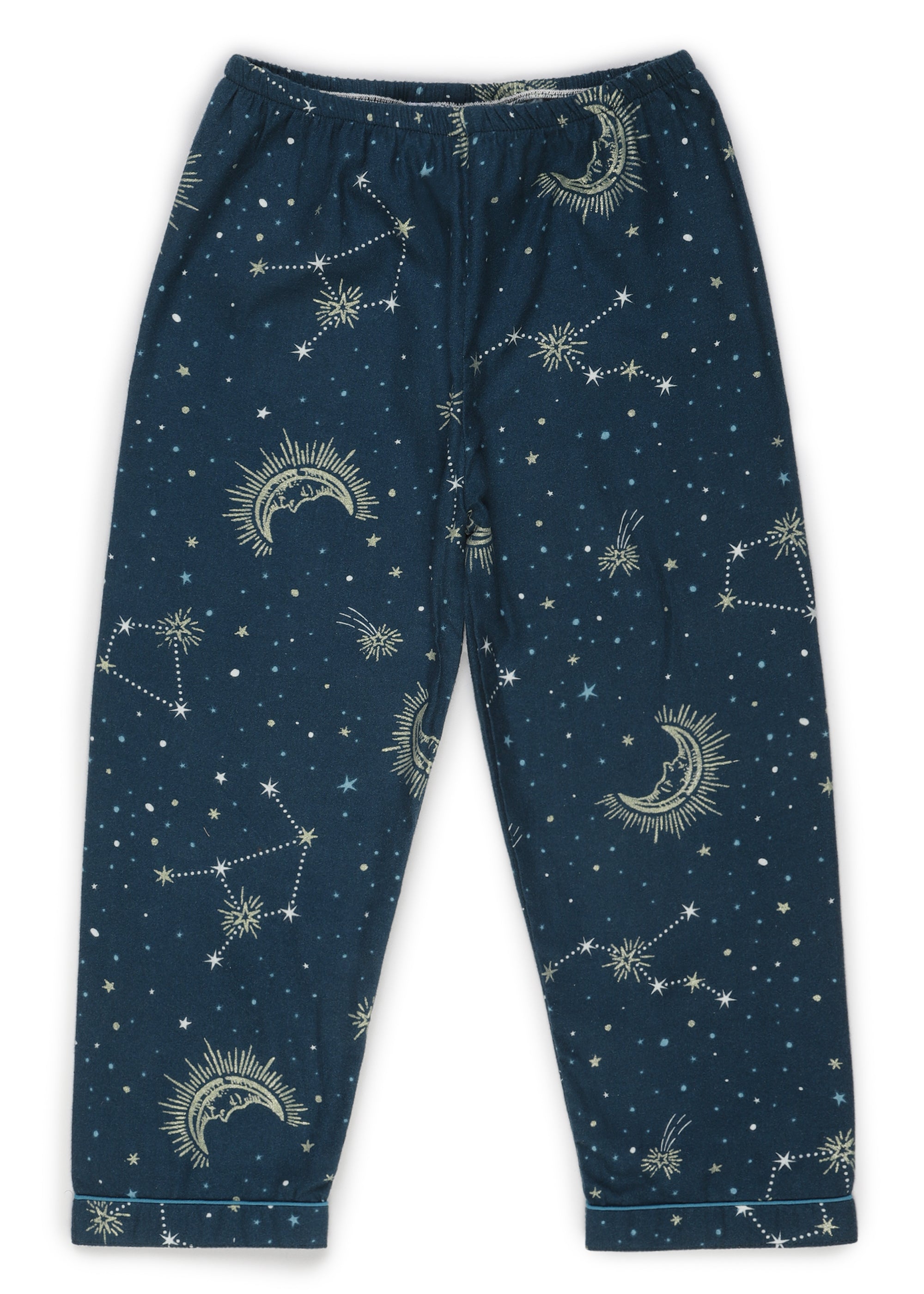 Constellation and Shine Print Cotton Flannel Long Sleeve Kid's Night Suit