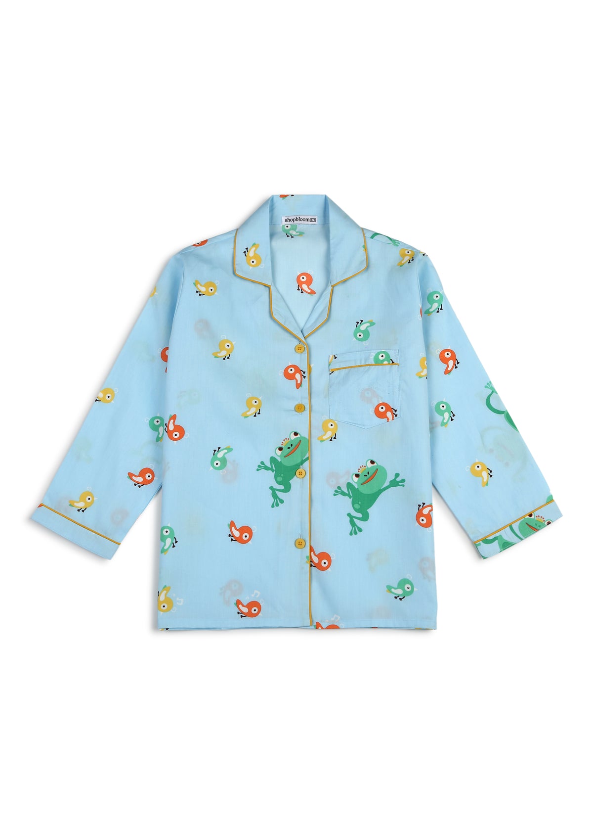 Cute Frog Print Long Sleeve Kids Night Suit
