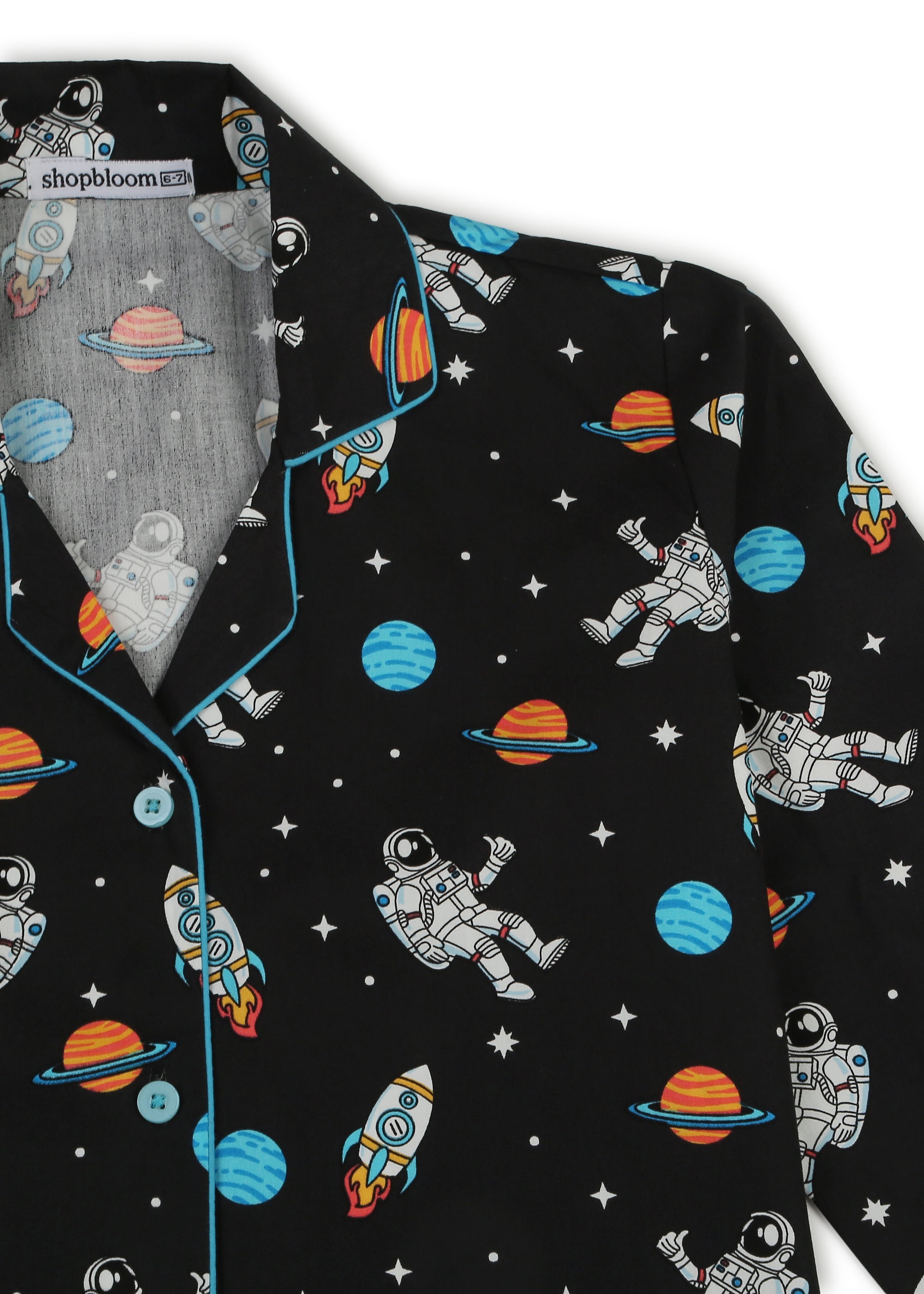 Astronaut Print Long Sleeve Kids Night Suit