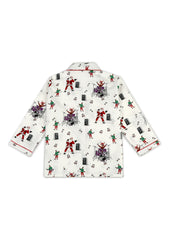 Santa Jingle Bells Print Long Sleeve Kids Night Suit