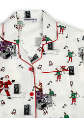 Santa Jingle Bells Print Long Sleeve Kids Night Suit