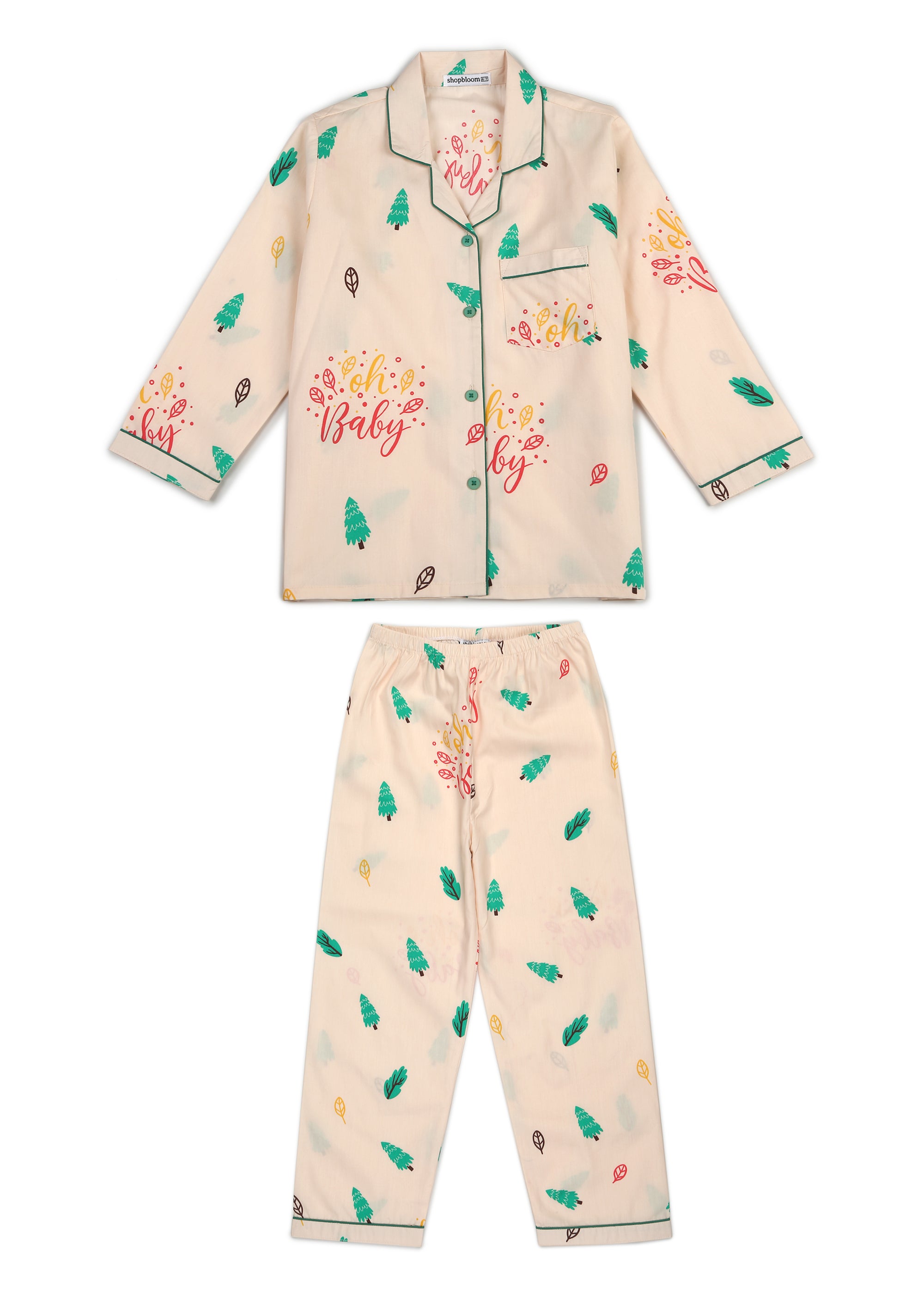 Oh Baby Print Long Sleeve Kids Night Suit