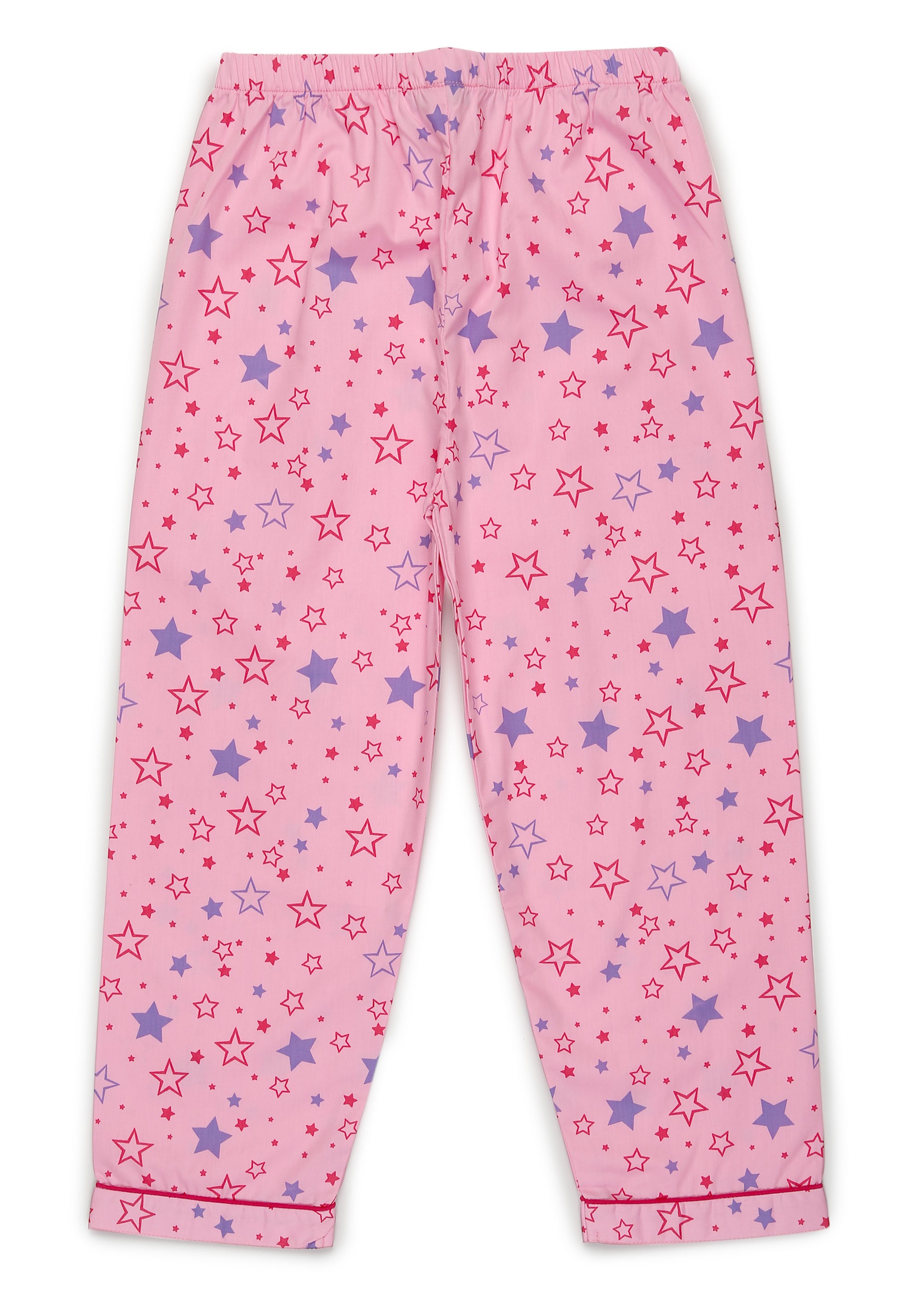 Pink Stars Print Long Sleeve Kids Night Suit