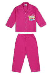 Peppa Heart Pink Print Long Sleeve Kids Night Suit