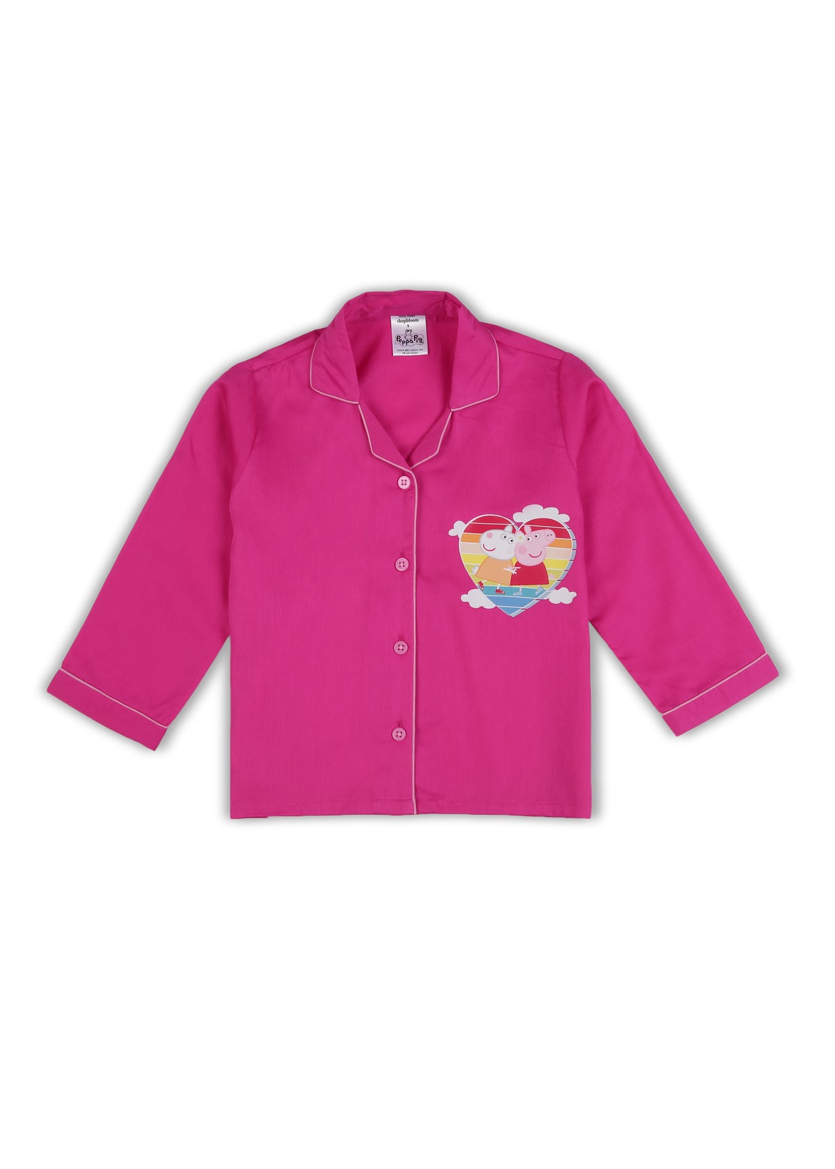 Peppa Heart Pink Print Long Sleeve Kids Night Suit