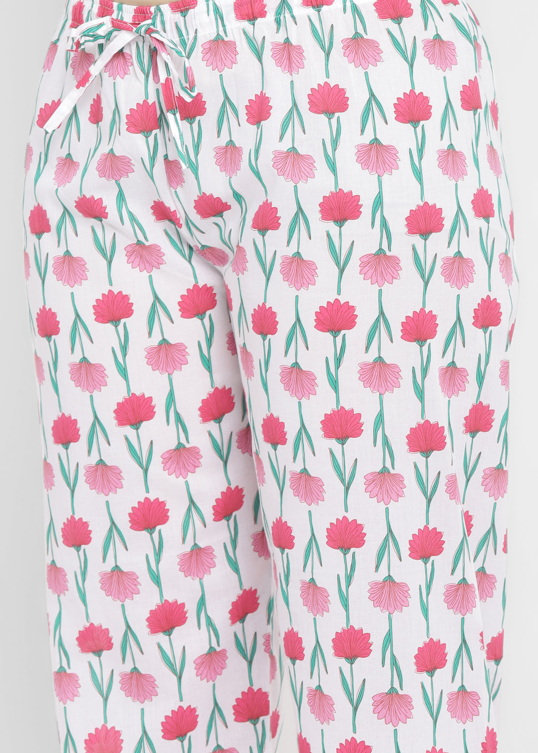 Red Floral Print Short Sleeve Women's Night Suit