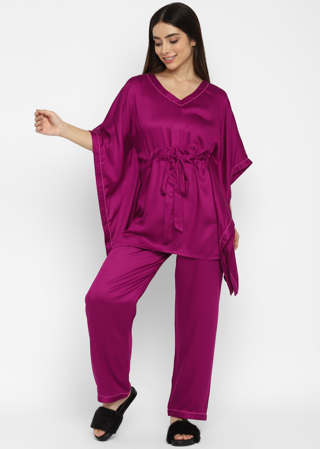 Ultra Soft Modal Satin Women's Kaftan Night Suit