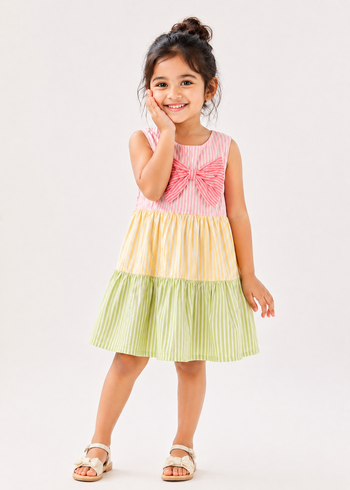 Tiered Seersucker Girl's Dress