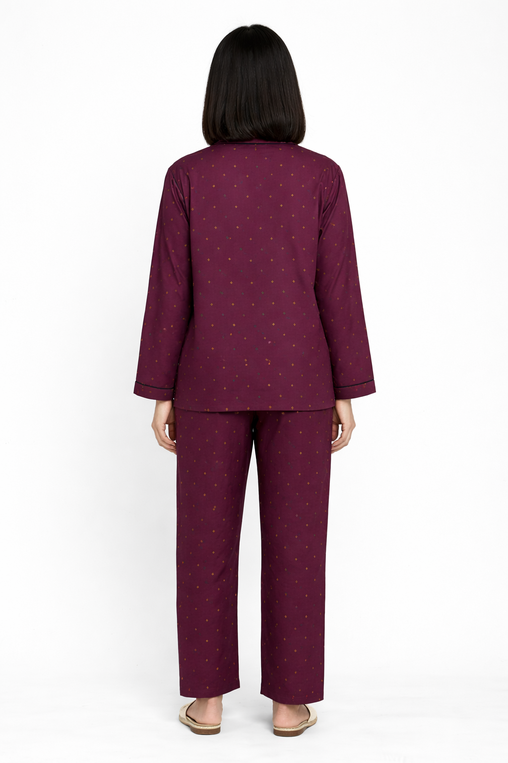 Wine Glass Print Long Sleeve Women's Night Suit