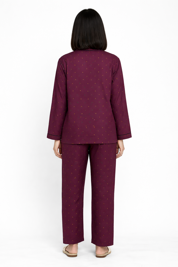 Wine Glass Print Long Sleeve Women's Night Suit