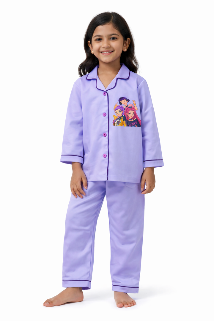 K-Pop Demon Hunters Midnight Print Long Sleeve Kids Night Suit