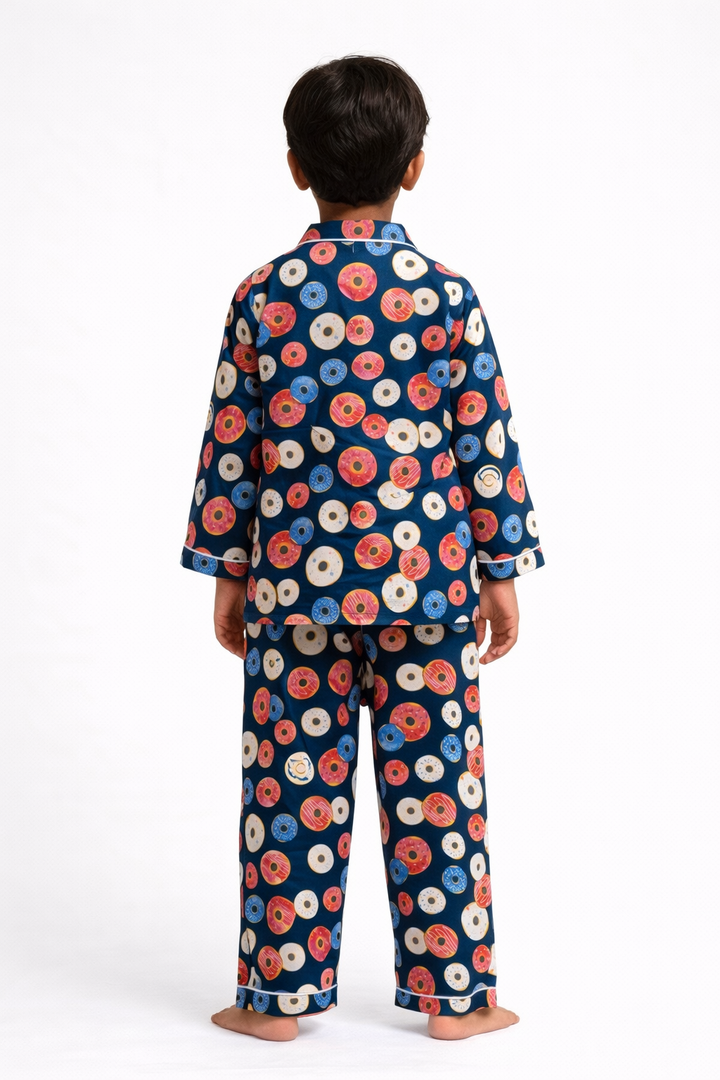 Donut Love Print Long Sleeve Kids Night Suit