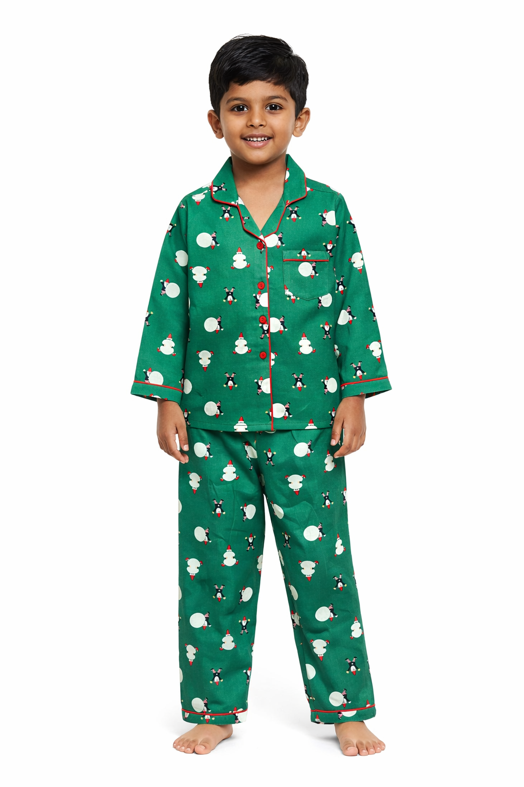 Little Elf Dreams Cotton Flannel Long Sleeve Kids Night Suit