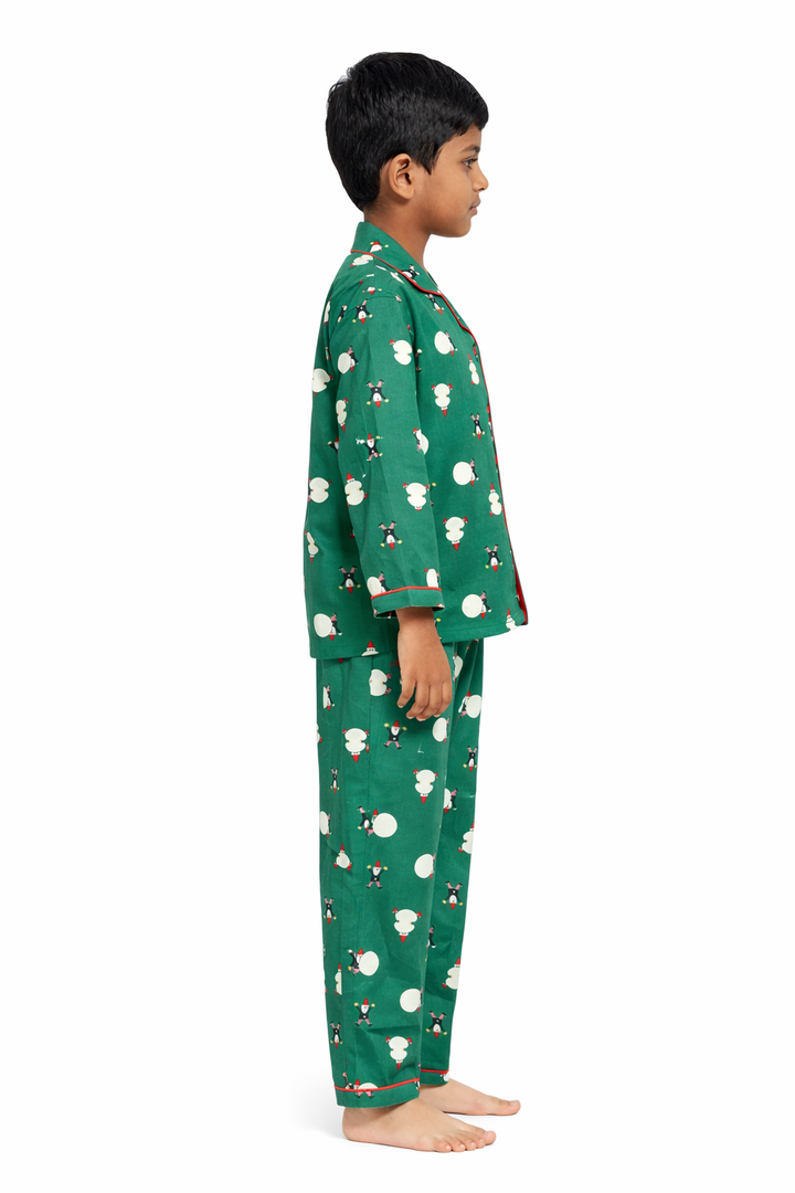 Little Elf Dreams Cotton Flannel Long Sleeve Kids Night Suit