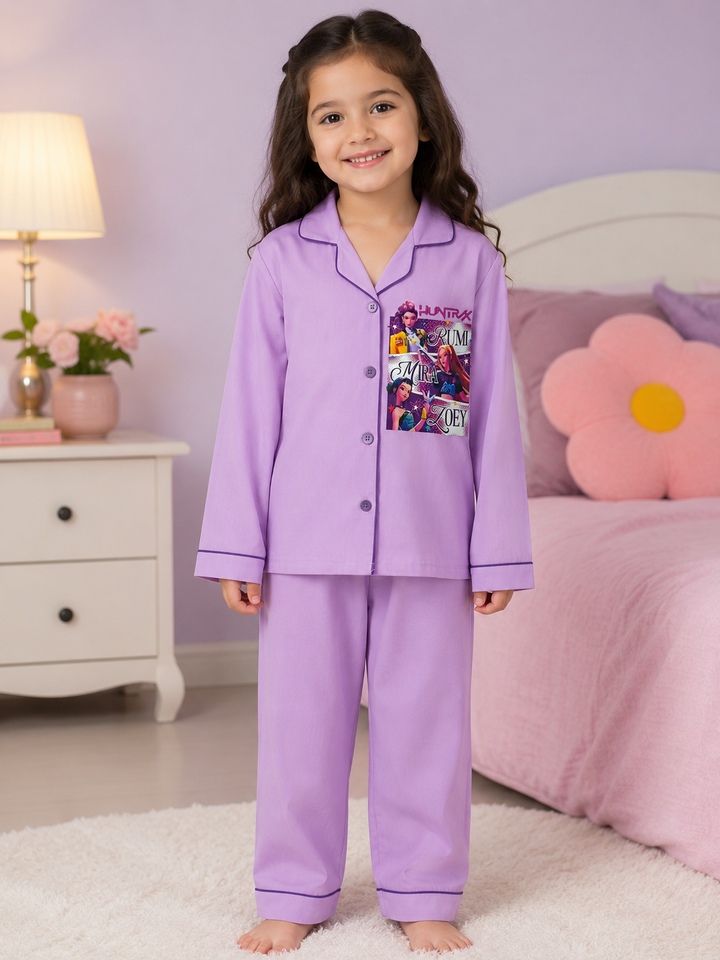 Demon Diva Print Long Sleeve Kids Night Suit