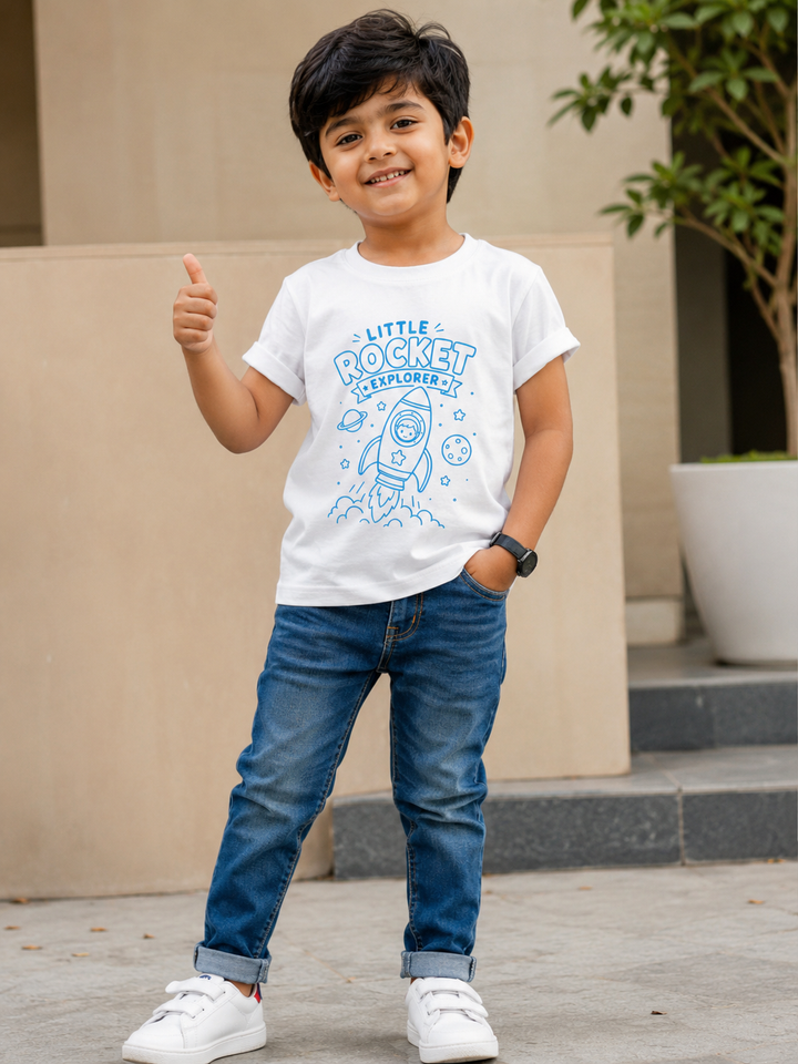 Little Rocket Explorer Glow In The Dark Print T-Shirt