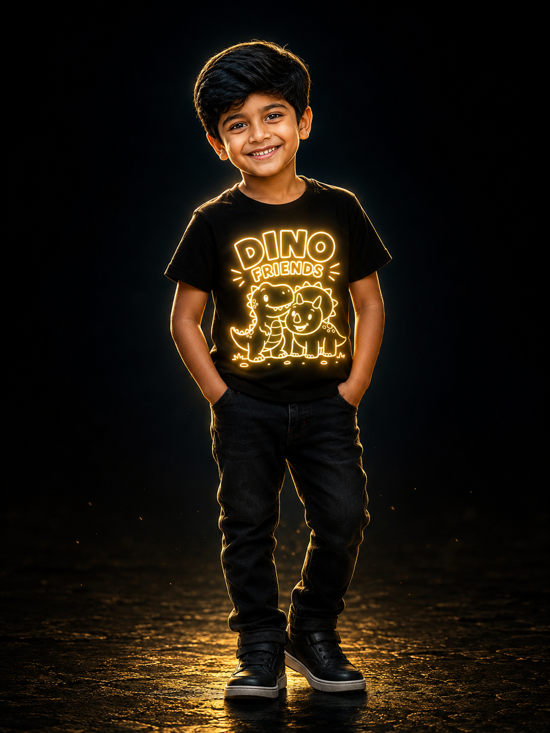 Dino Friends Glow In The Dark Print T-Shirt