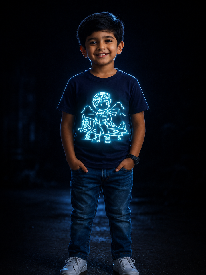 Sky Captain Glow In The Dark Print T-Shirt