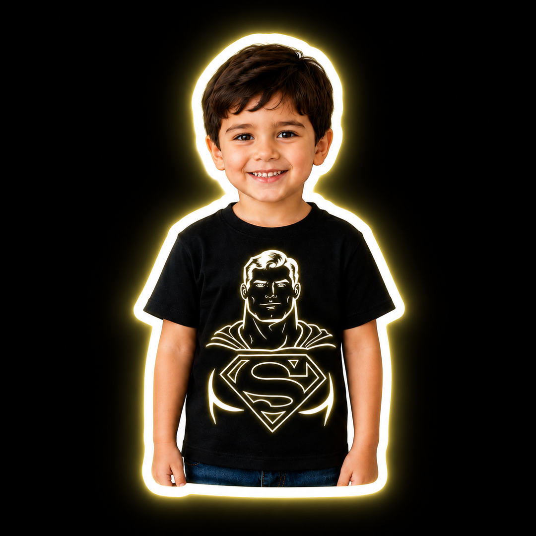 Black Glow-in-the-Dark Superhero T-Shirt