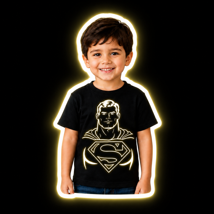 Black Glow-in-the-Dark Superhero T-Shirt