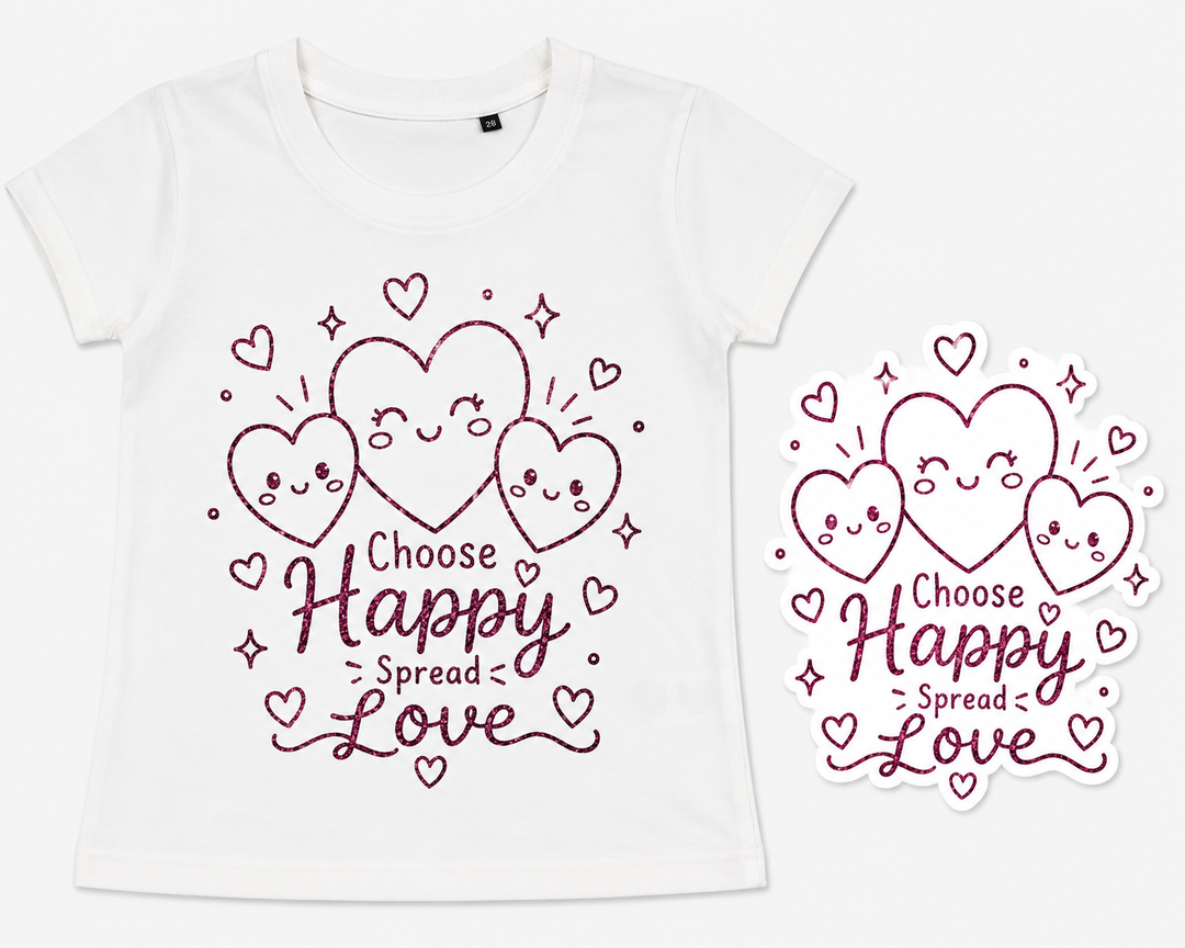 Cute Heart Print Cotton T-Shirt