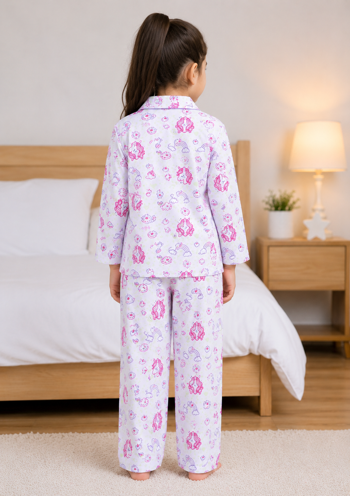 Magical Unicorn Glow In The Dark Print Long Sleeve Kids Night Suit