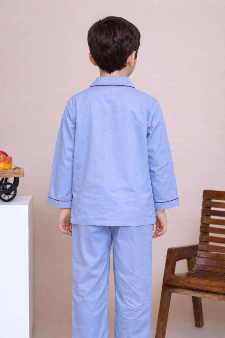 Say Cheese Print Long Sleeve Kids Night Suit