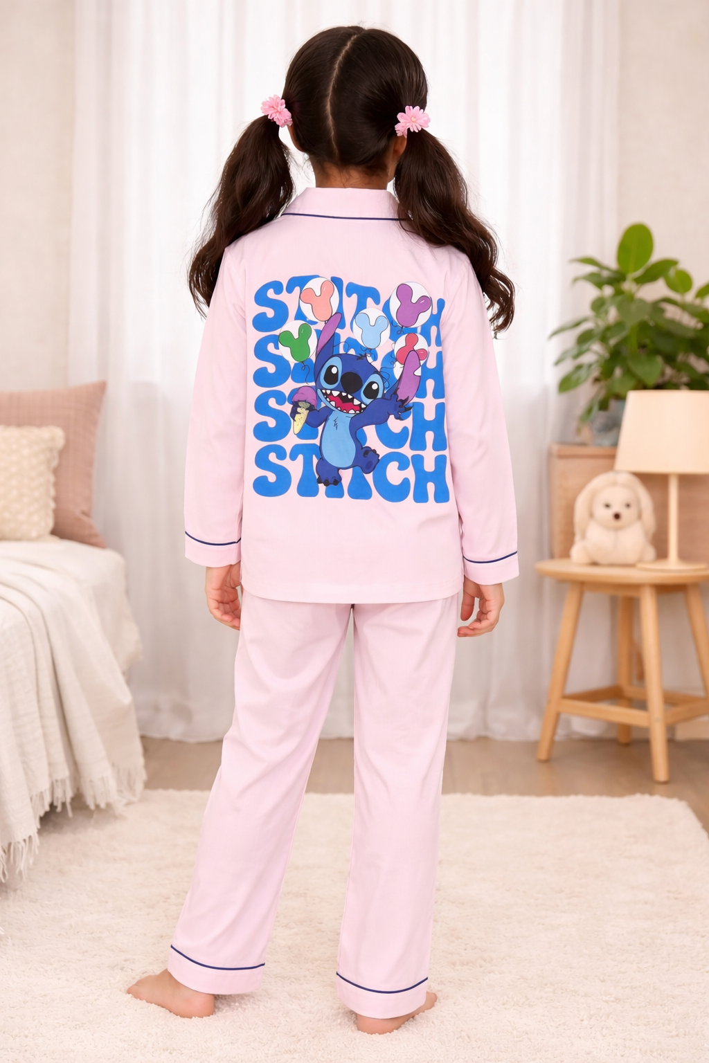 Stitchy Nights Print Long Sleeve Kids Night Suit