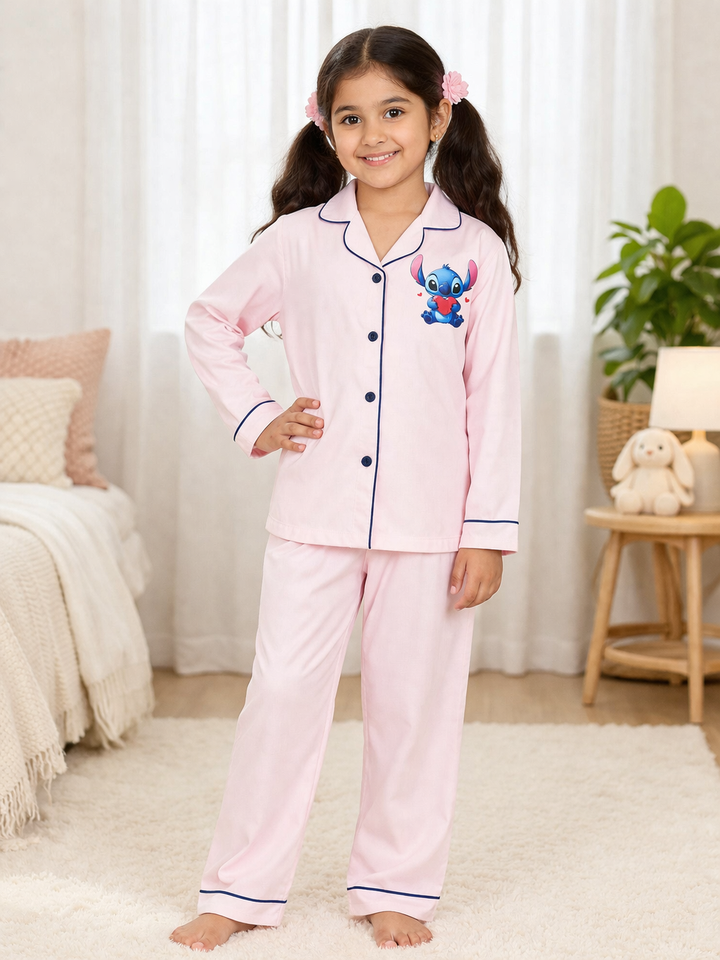 Stitchy Nights Print Long Sleeve Kids Night Suit