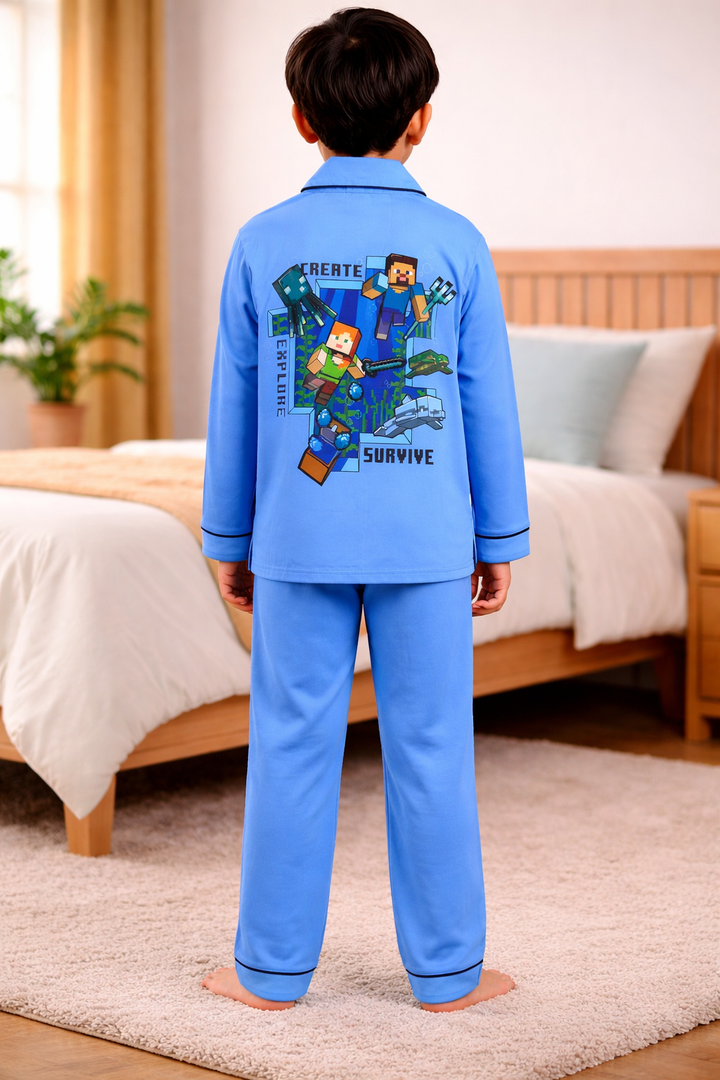 Create , Explore and Survive Print Long Sleeve Kids Night Suit