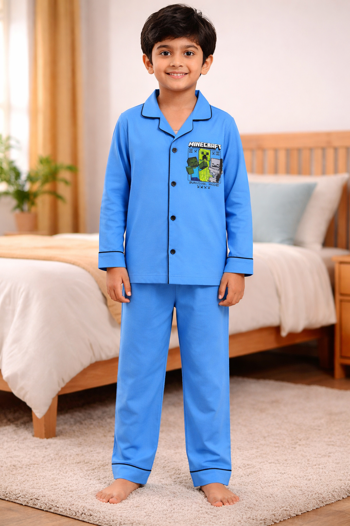 Create , Explore and Survive Print Long Sleeve Kids Night Suit