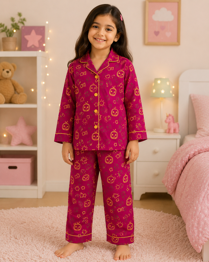 Cocomelon Cutie Print Long Sleeve Kids Night Suit