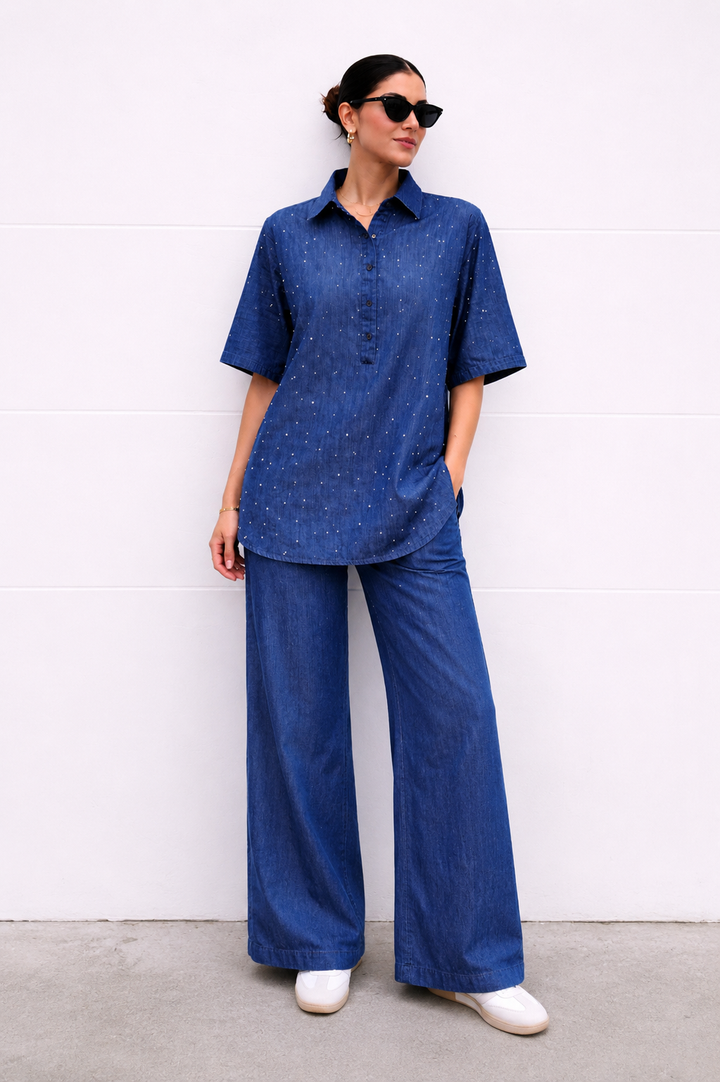 Luxe Dot Denim Co-Ord Set