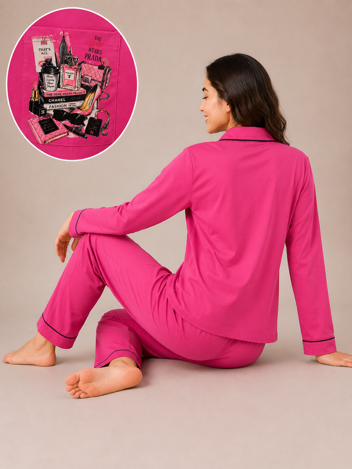 Prada Pink Dreams Long Sleeve Women's Night Suit