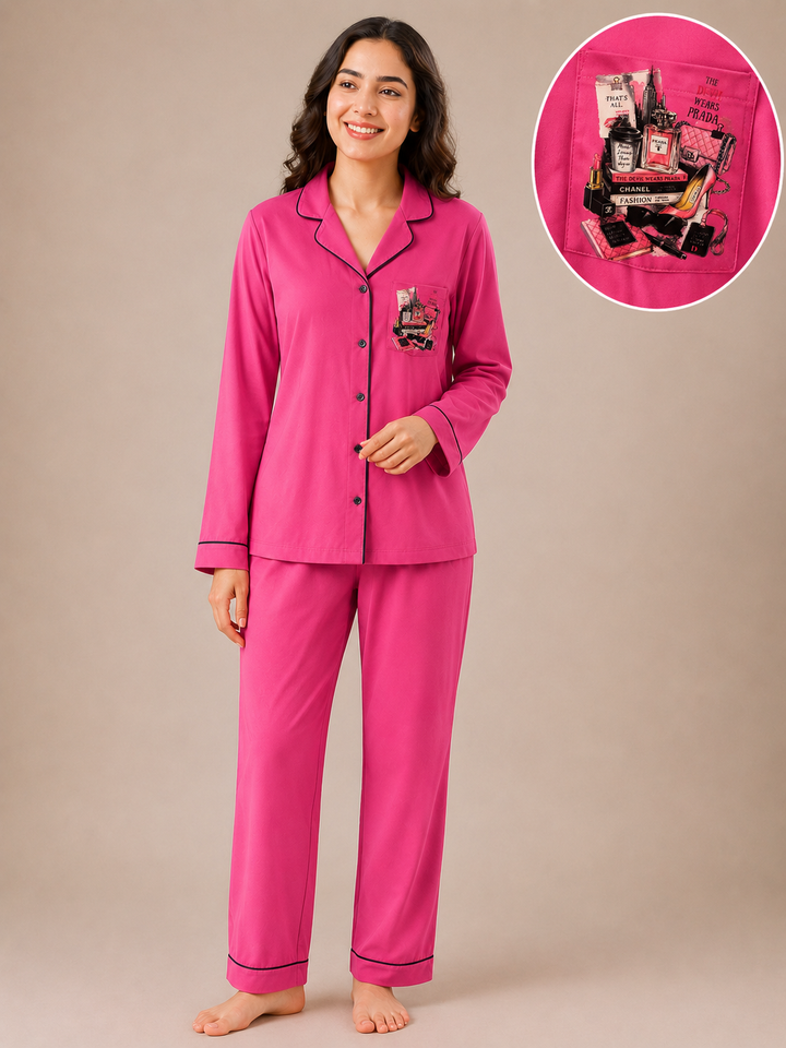 Prada Pink Dreams Long Sleeve Women's Night Suit